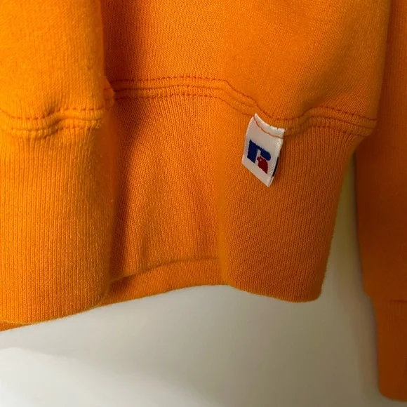 Vintage 90’s Russell Athletic Sweatshirt Men’s Size Small Solid Bright Orange - Picture 5 of 11